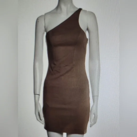 alexander wang one shoulder dress Alexander Wang one-shoulder checked-pattern Mini Dress | Brown